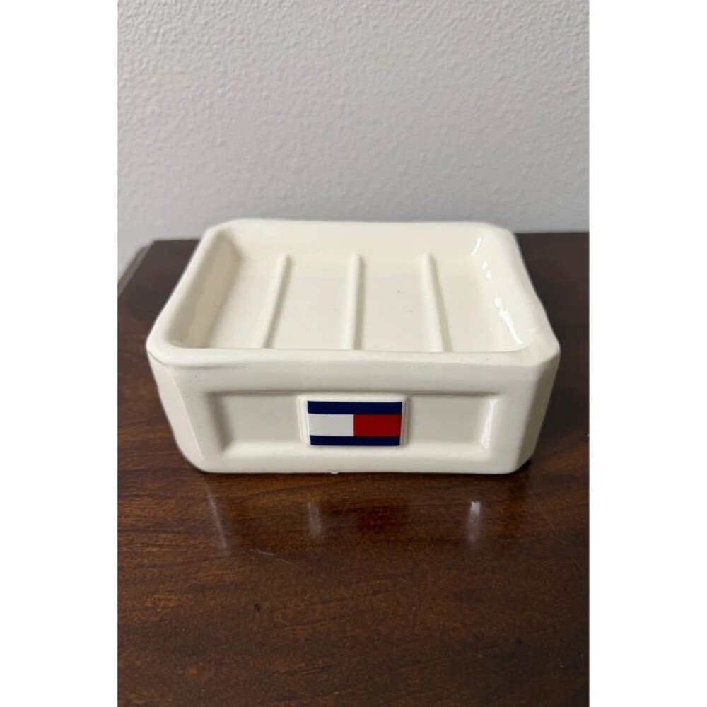 Vintage 1998 Tommy Hilfiger Ceramic Soap Dish Preppy Bathroom Decor